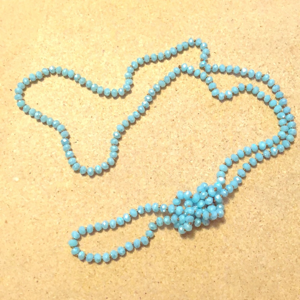 Long beaded crystal necklace